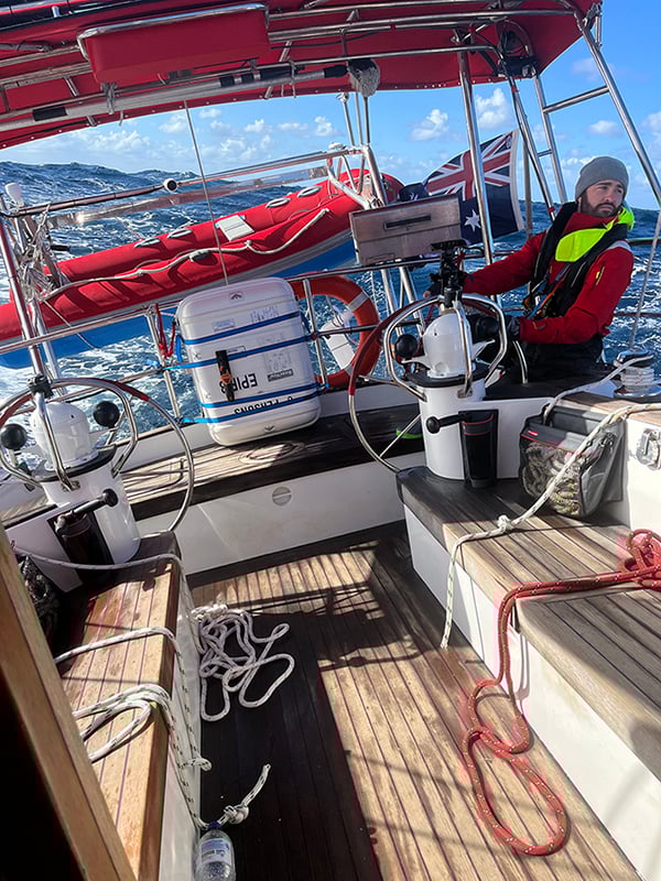 Jordy at the helm