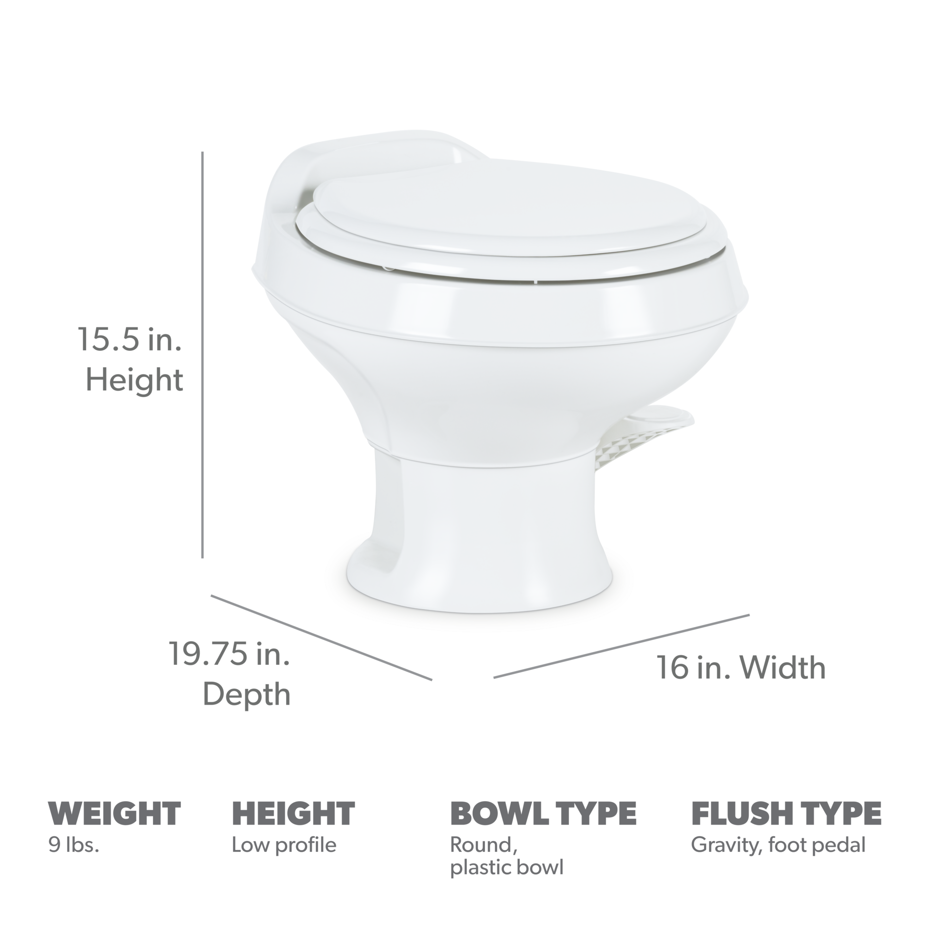 Dometic 301 Gravity Flush Toilet