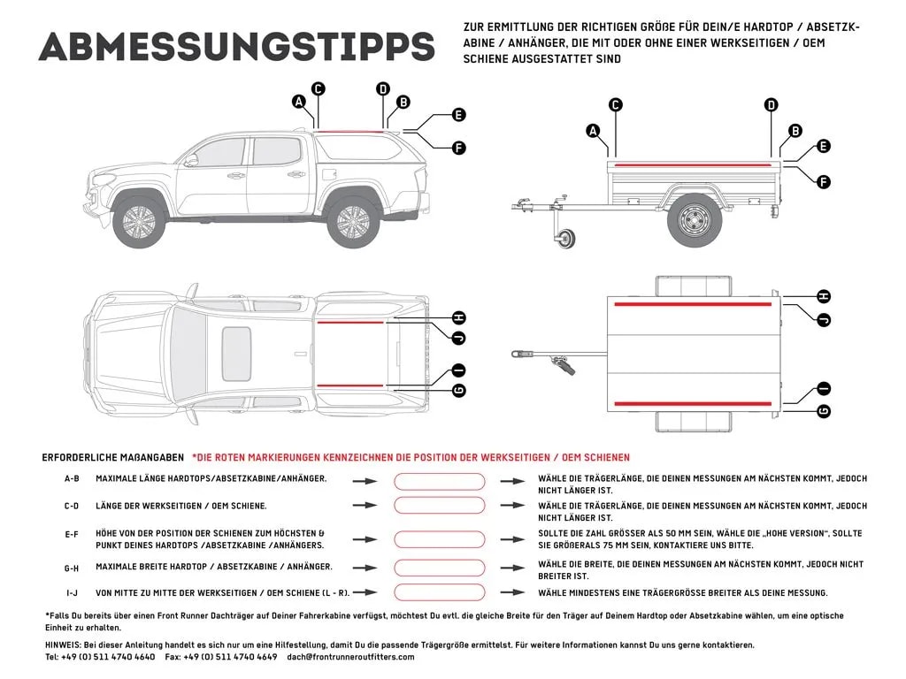 Front Runner Pick-Up Hardtop / Anhänger mit OEM Schiene Slimline II Dachträger Kit / 1560 mm (L) x 1165 mm (B)
