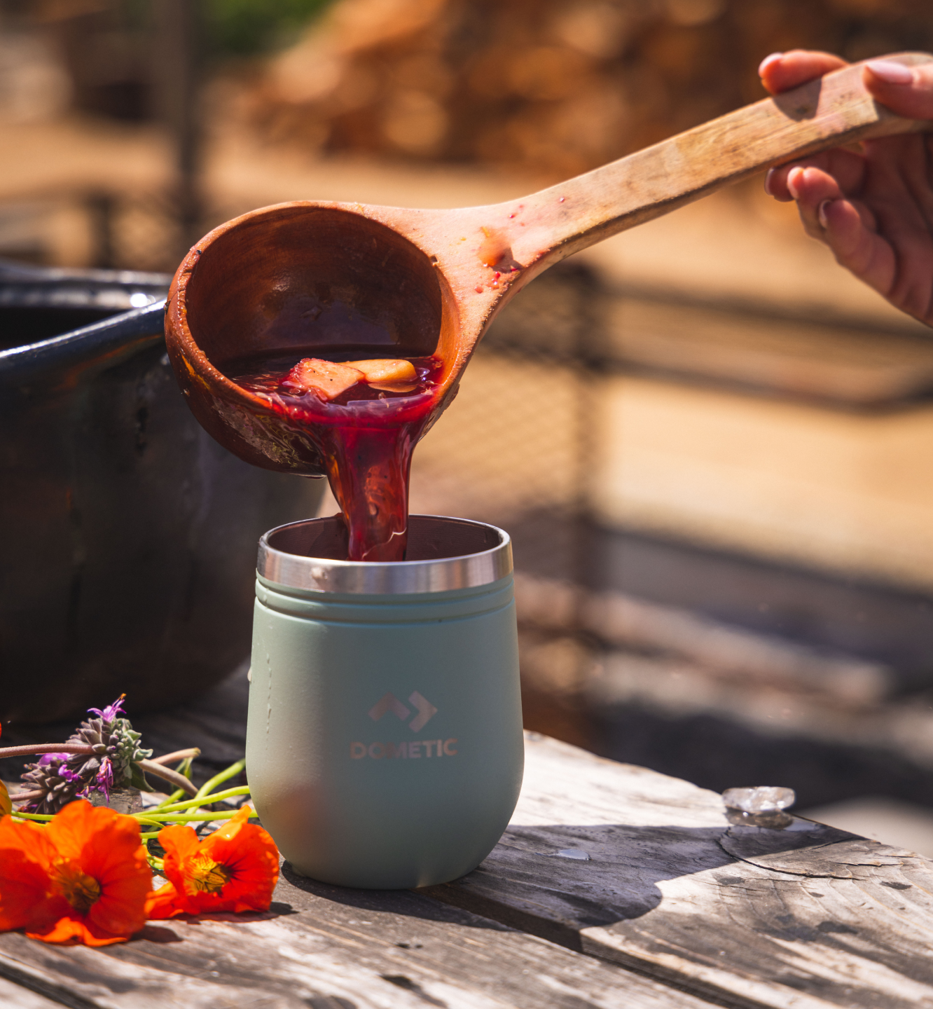 Sarah Glover making smoky sangria