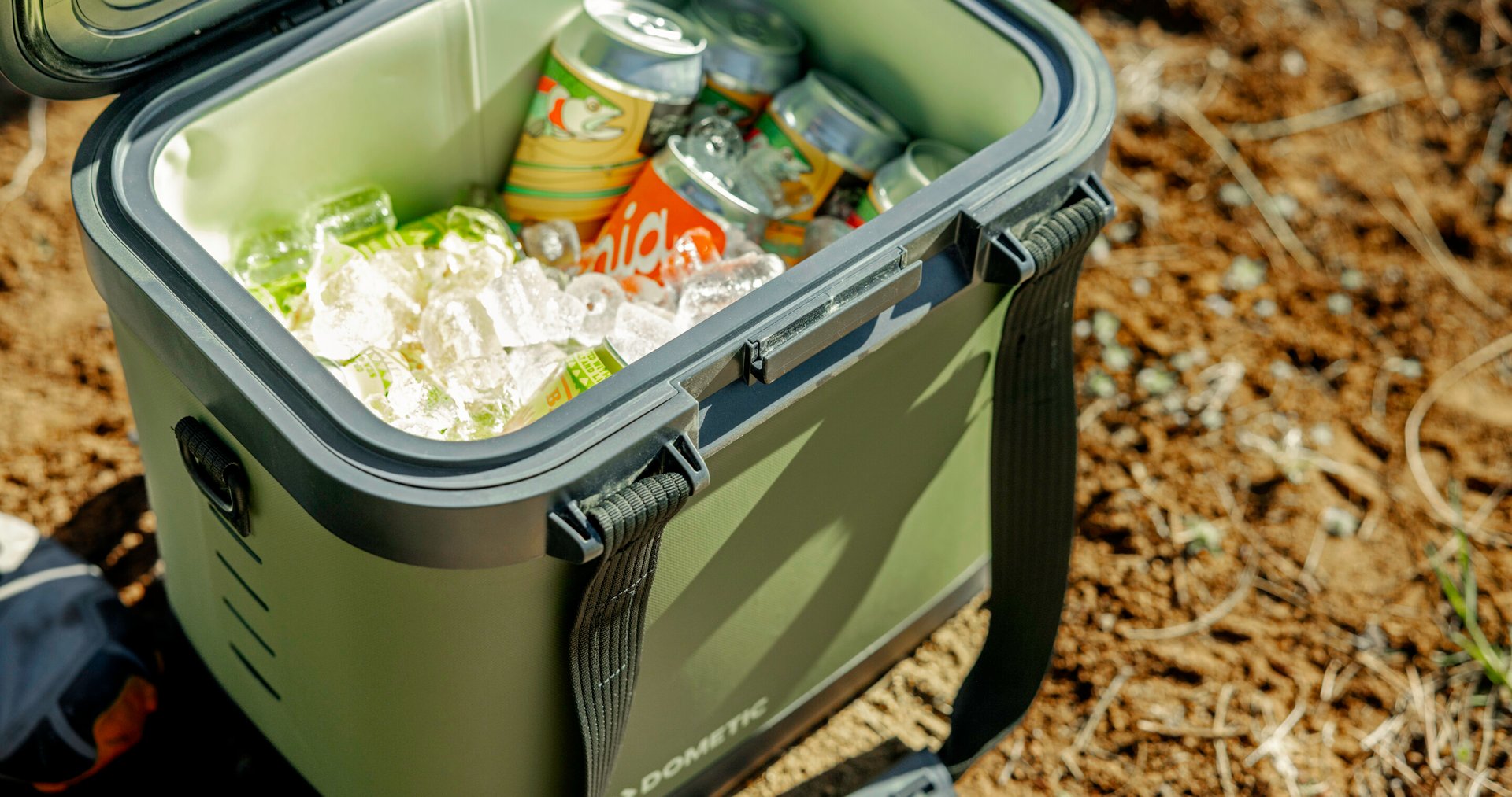 Soft cooler full of drinks.
