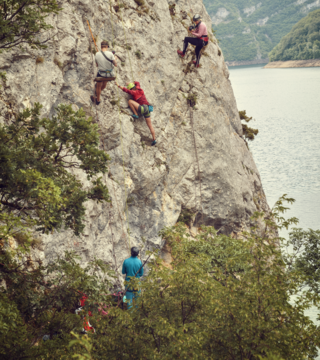 Rock Climbers on side of mountain