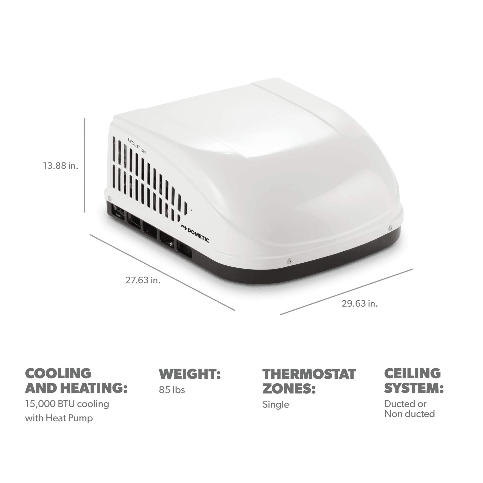 Dometic Brisk II - 15K BTU Single-Zone Air Conditioner w/Heat Pump - White