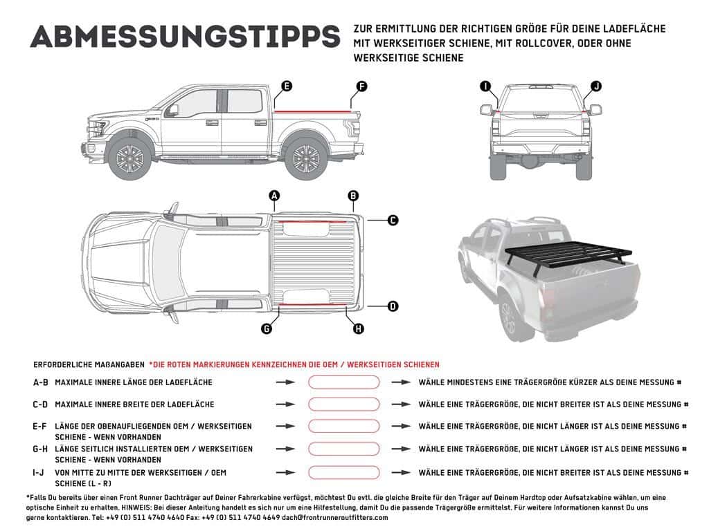 Front Runner Series Pickup Truck Slimline II Load Bed Rack Kit / 1165(W) x 1358(L)