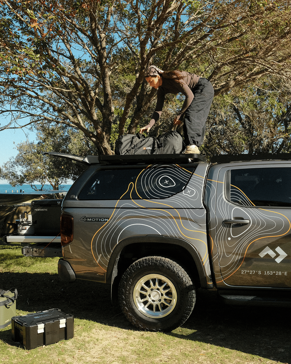 Breanna Hurst enjoying the Dometic Parked to Park camping giveaway experience on a fully equipped 4WD, showcasing camping, outdoor adventure, road trips, beach camping, island escapes and Australian travel.