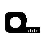 Black and white icon of a measuring tape