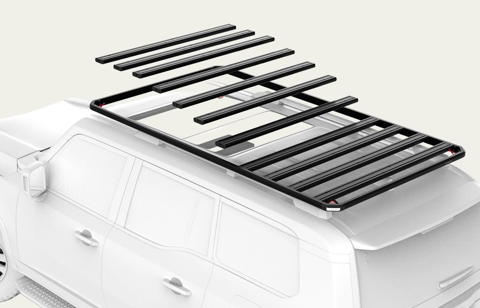 Dometic Front Runner Series Slimline 3 roof rack with adjustable slats, modular cargo platform designed for mounting gear and roof rack accessories