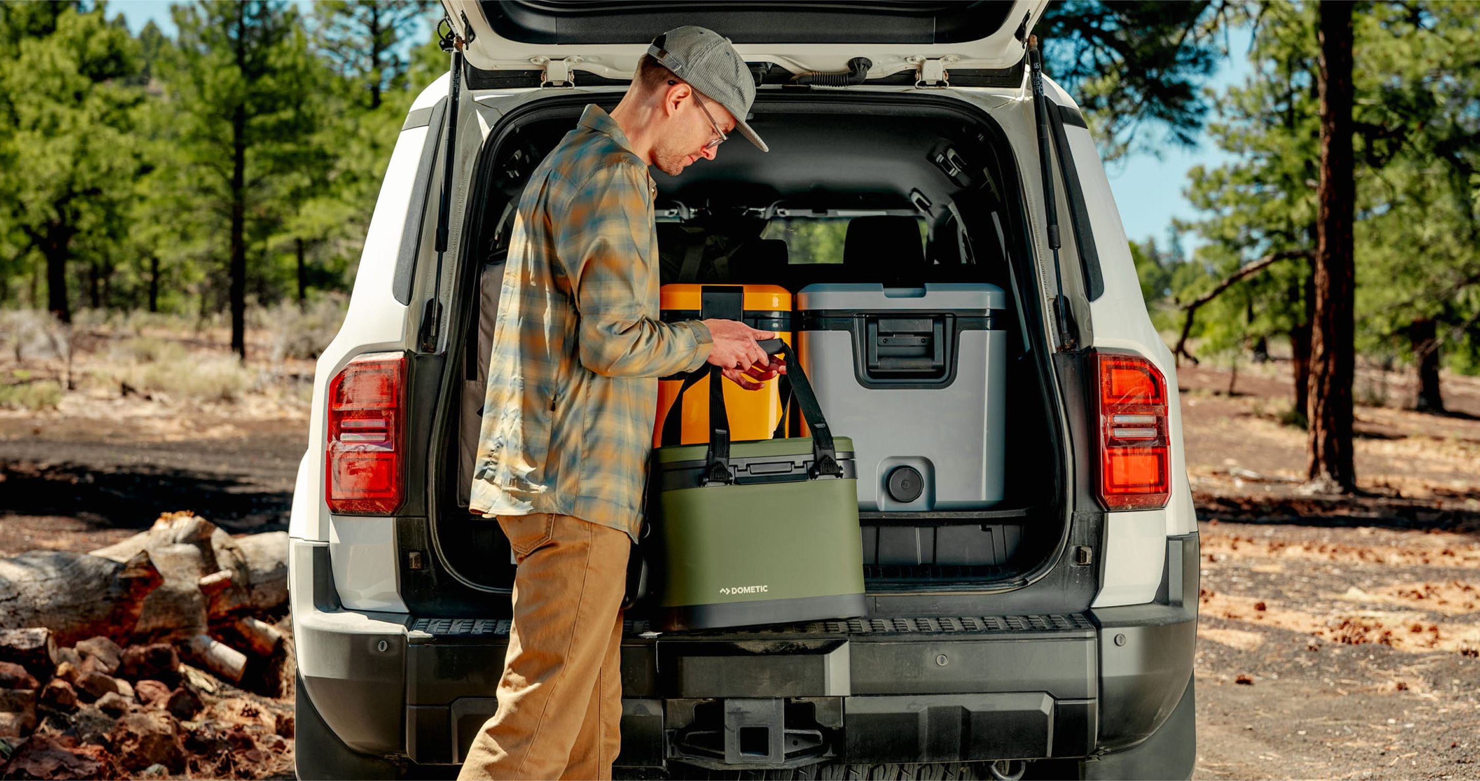 Recon Coolers in the back of a SUV.