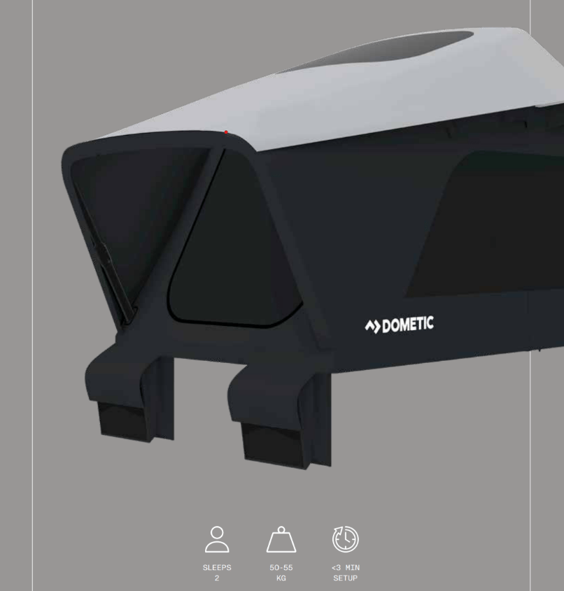 Dometic Out-Sider Dachzelt für zwei Personen, leichtes Hartschalen-Dachzelt mit Aufbau in weniger als drei Minuten
