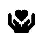Silhouette image of two hands and a heart