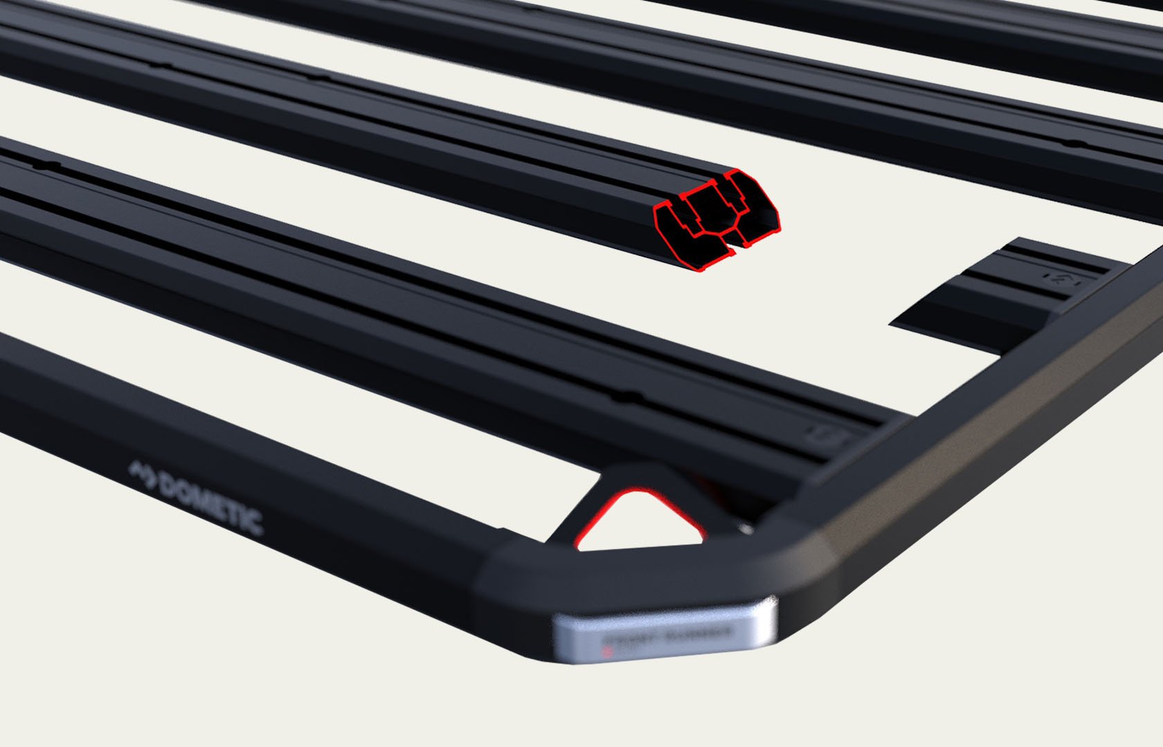 Dometic Front Runner Series Slimline 3 roof rack with next-generation slat design, featuring integrated mounting channels for roof rack accessories