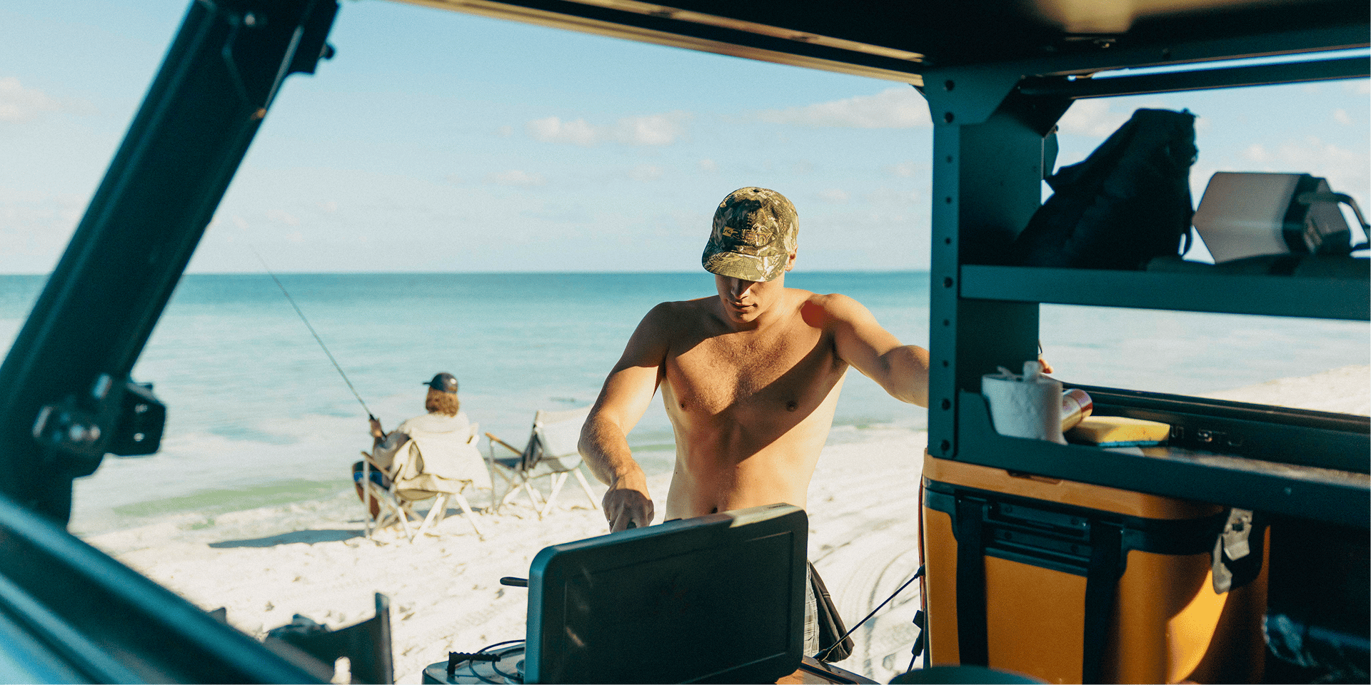 man fishing in the ocean