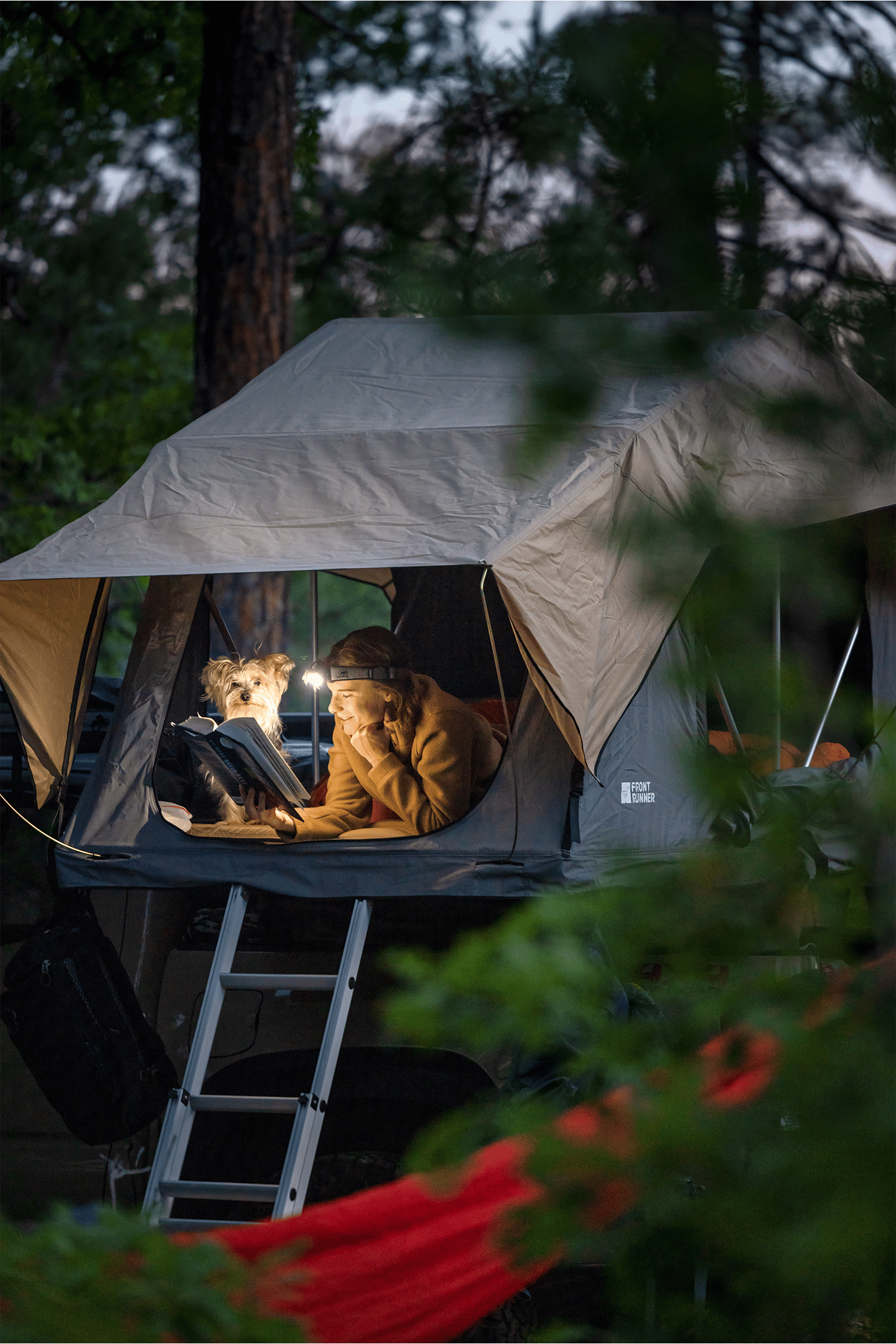 Roof Top Tent Evening Read - Lifestyle