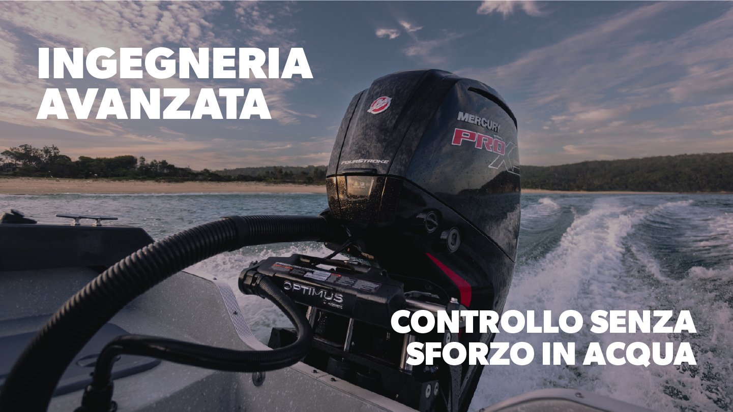 Outboard engine on the water with white text overlay