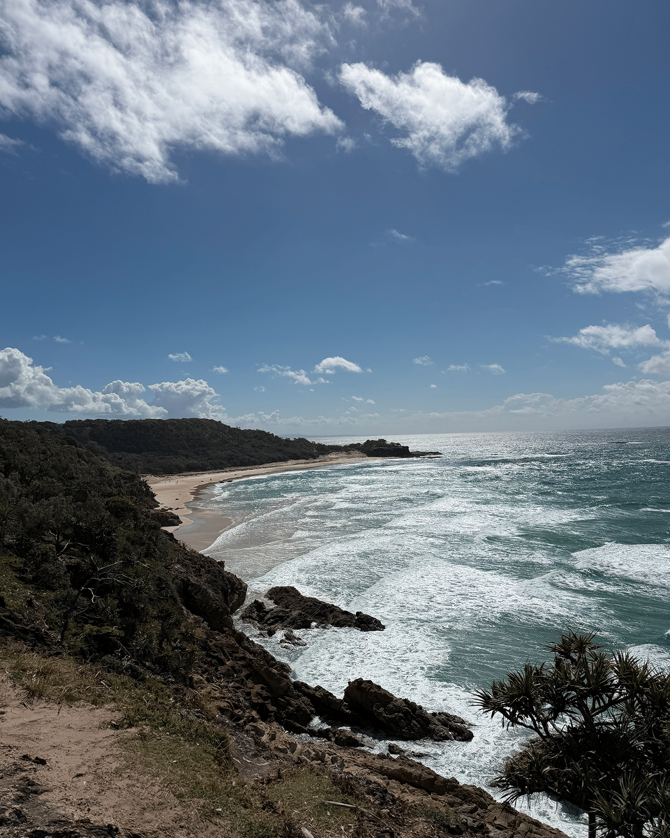 Scenic coastline view off the top off the cliffs of North Stradbroke Island