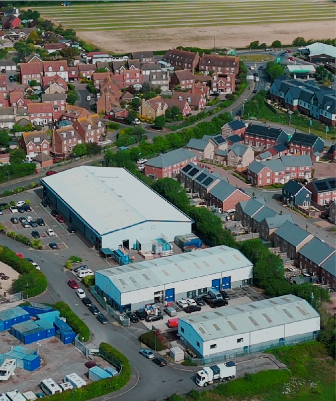 Aerial view of a production site