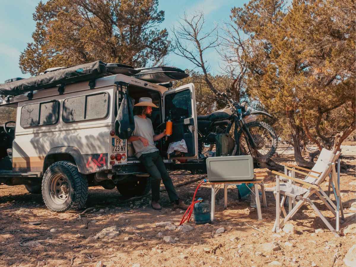 Back of car shot with camping set up