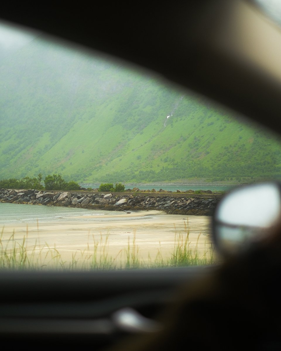 A scenic view from the car window