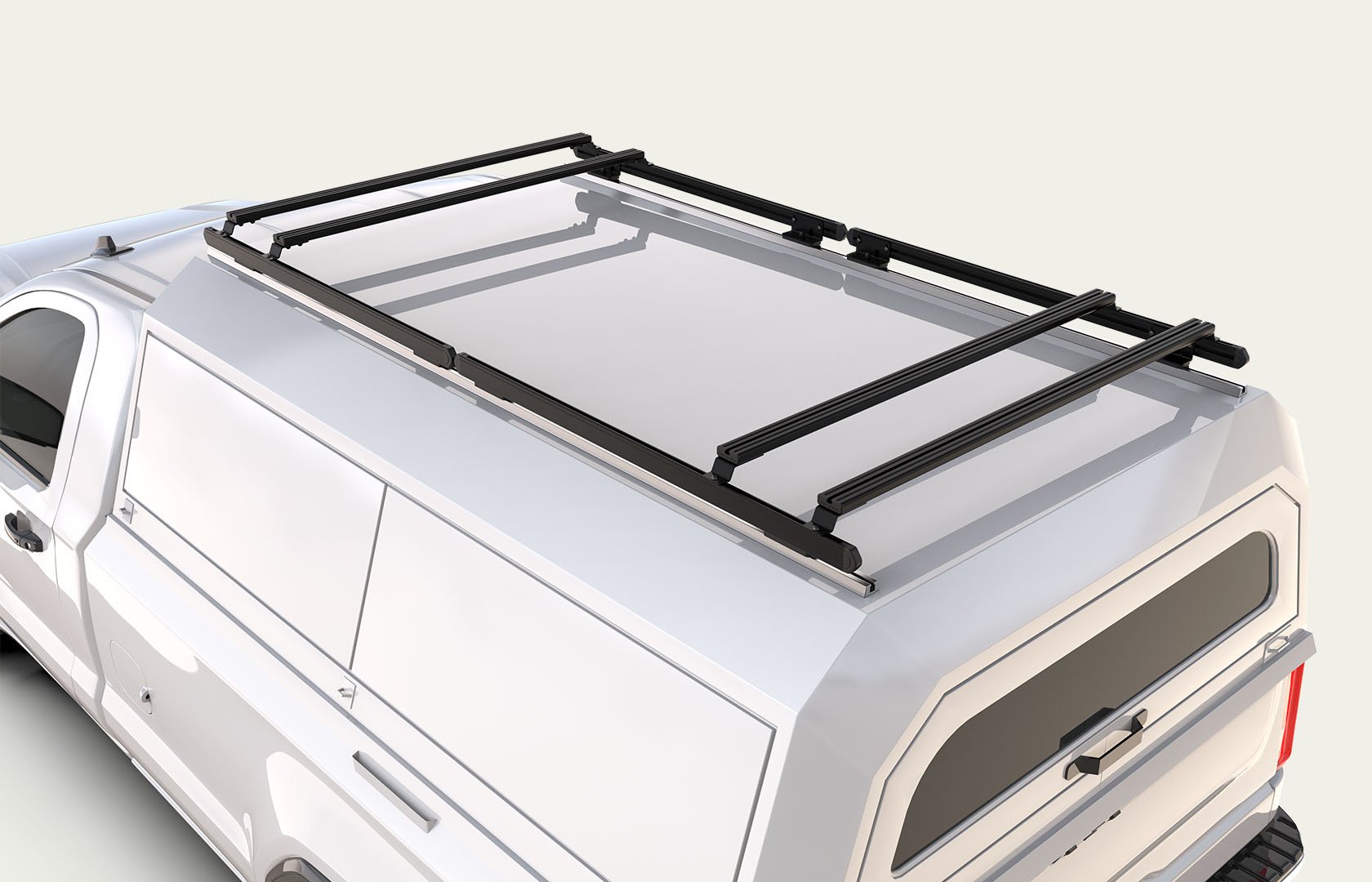 Front Runner Dometic Slimpro canopy roof rack mounted on pickup canopy, low-profile modular cargo solution designed around your roof