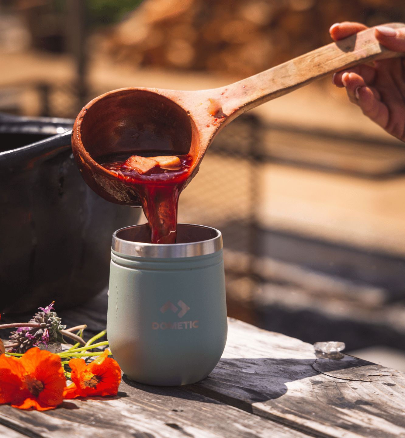 Sarah Glover making smoky sangria