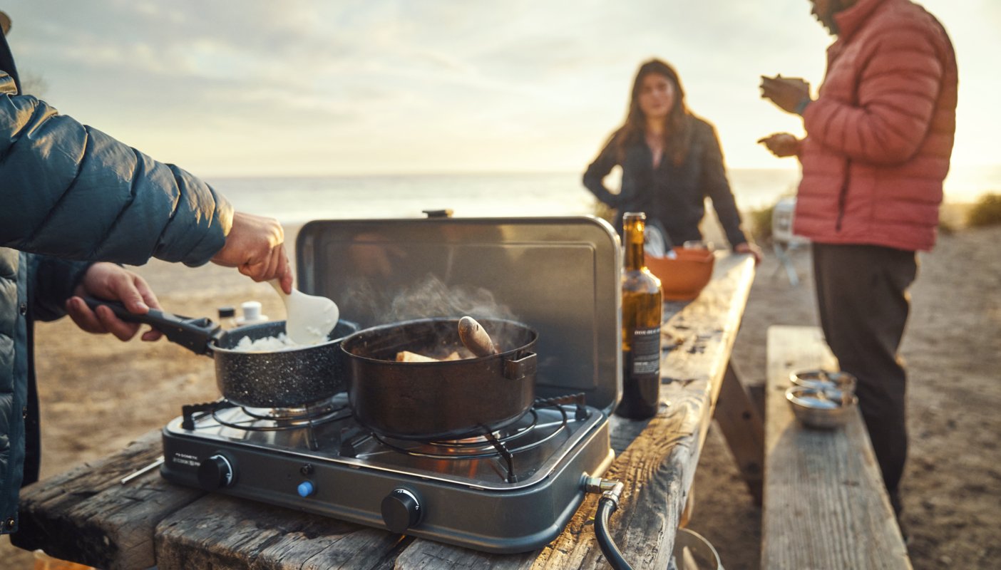 Outdoor cooking with Dometic portable grill