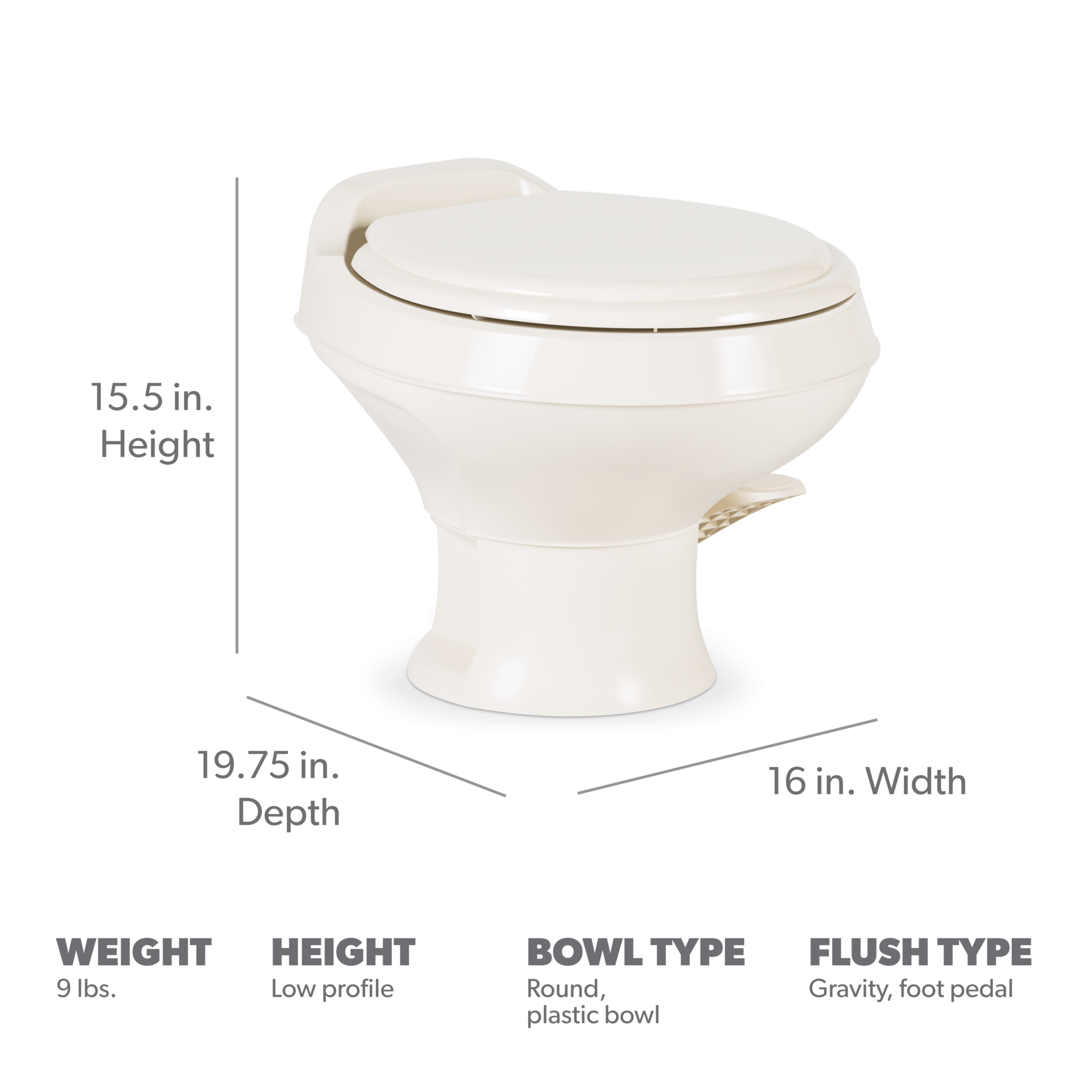 Dometic 301 Gravity Flush Toilet