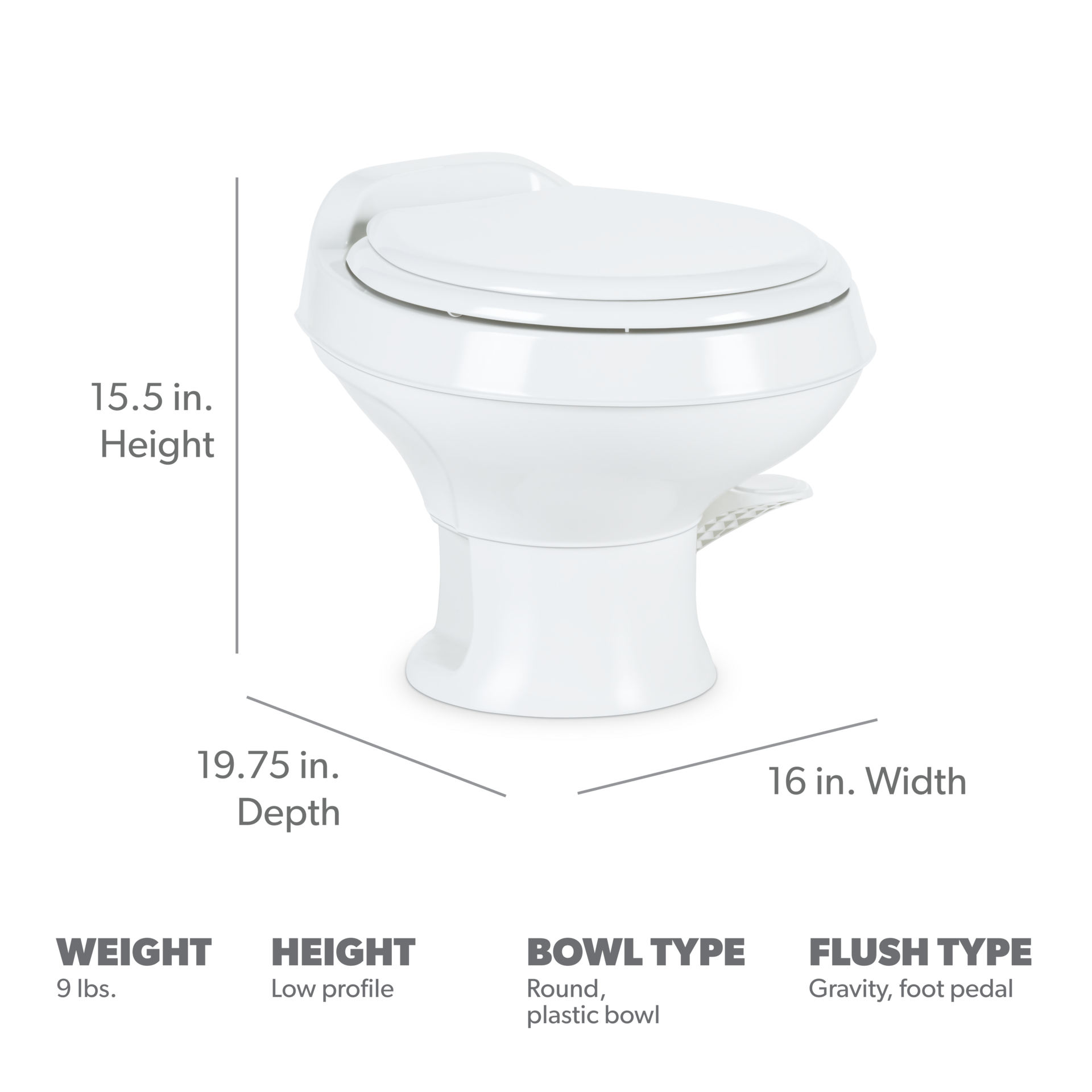 Dometic 301 Gravity Flush Toilet