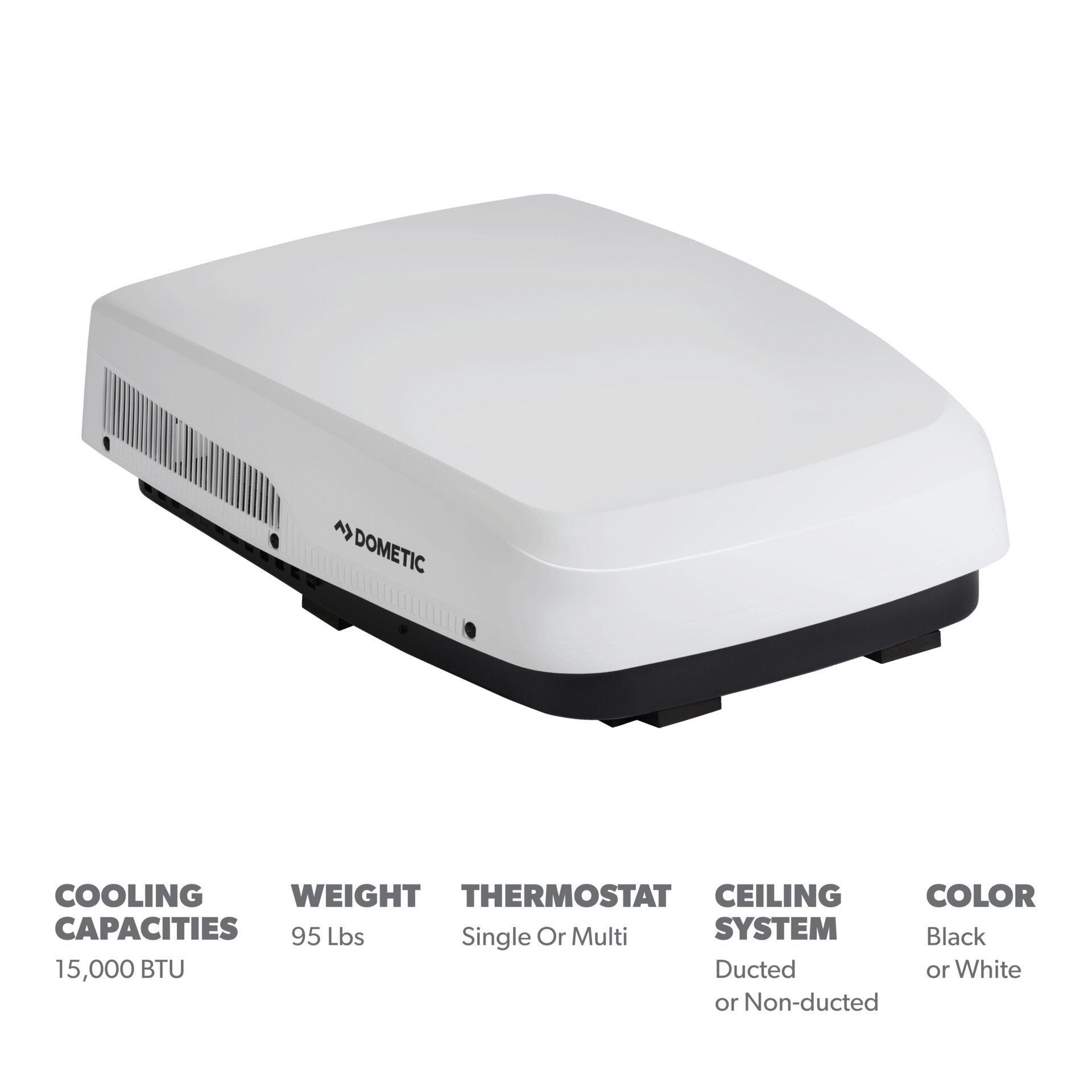 Dometic FreshJet 5 Series Mechanical 15K BTU Low-Profile Air Conditioner- White