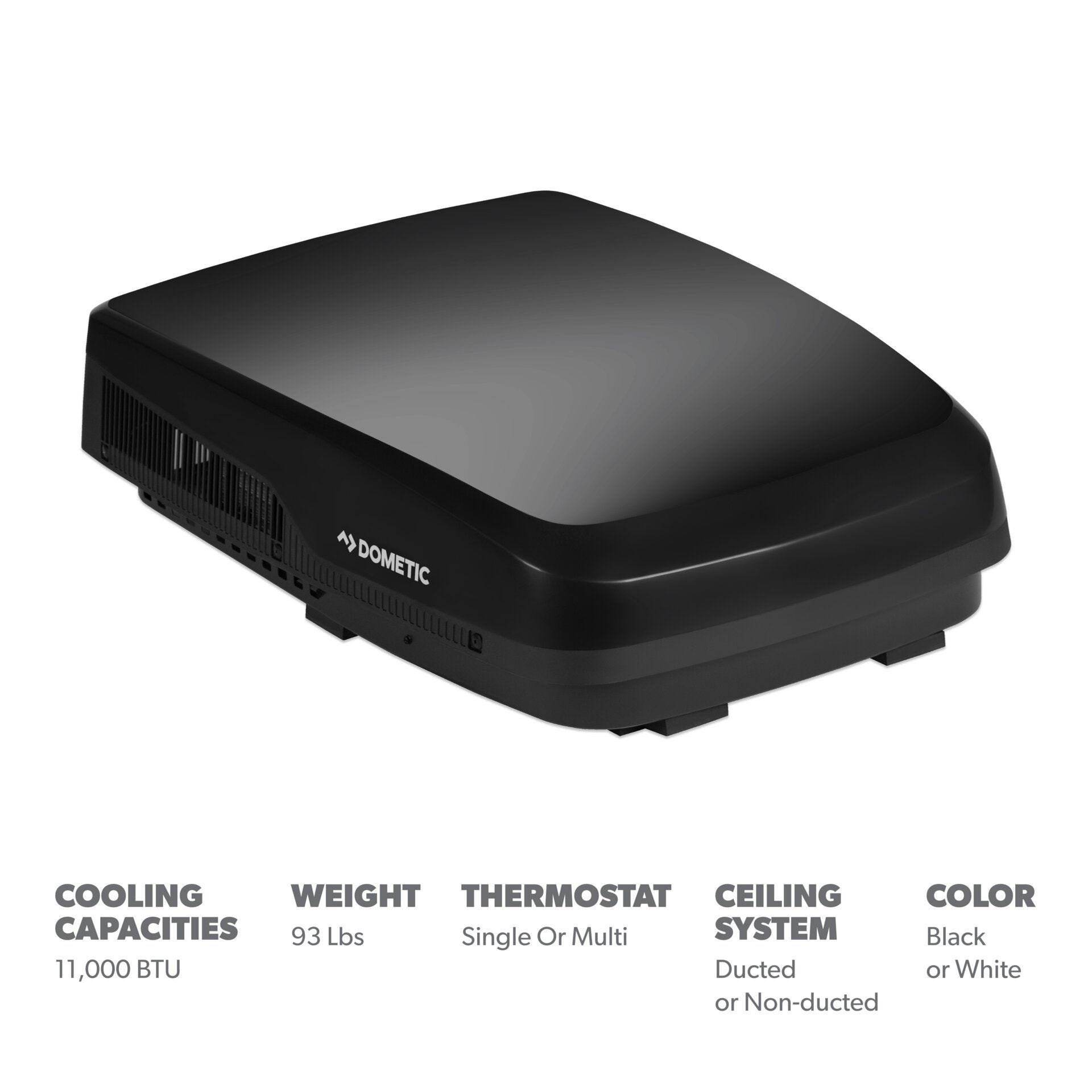 Dometic FreshJet 5 Series Mechanical High Efficiency Low-Profile Air Conditioner - Black