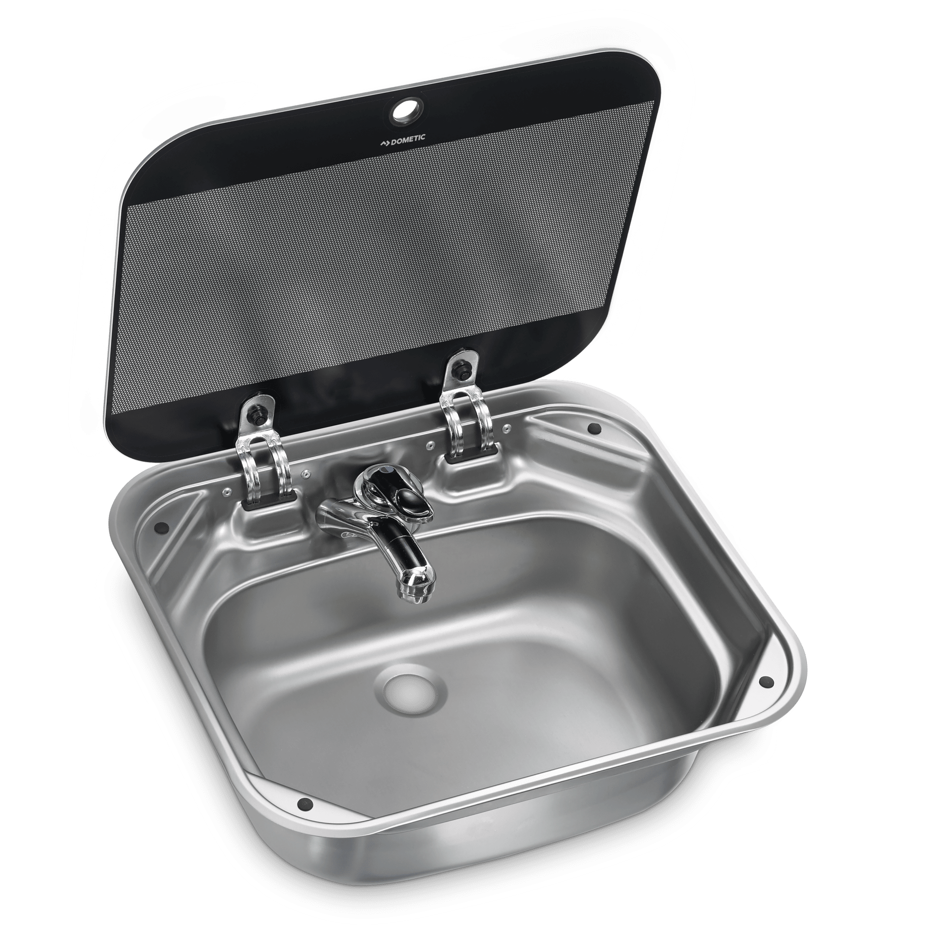 Dometic VA8000 Series Square Sink with 1-Hole Faucet & Glass Cover