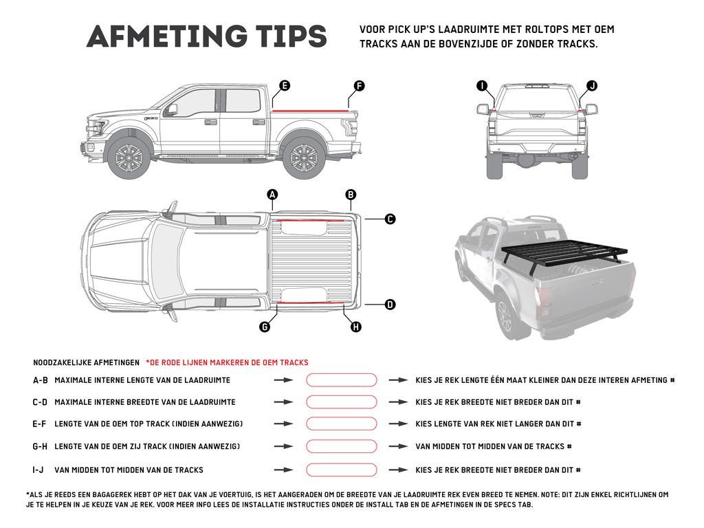 Pickup Truck Slimline II Load Bed Rack Kit / 1425(W) x 1358(L)