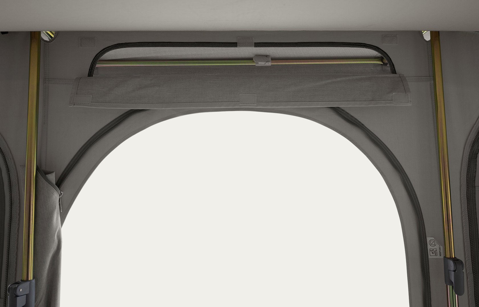 Close-up shot of the Dometic Stuga Rest awning's steel frame