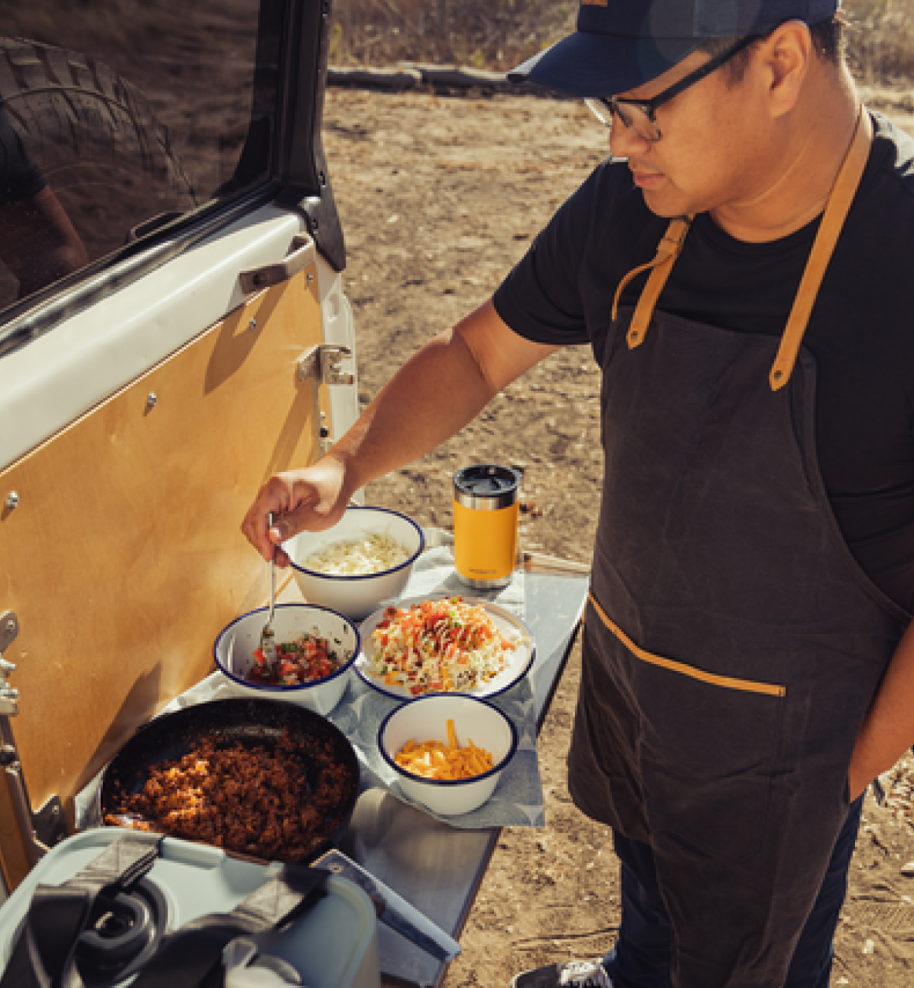 cooking fresh with Dometic powered cooler