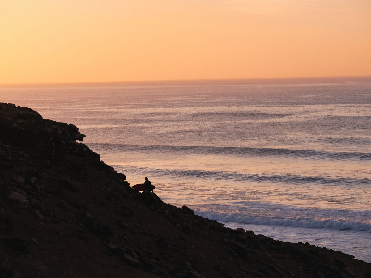 Sunset over waves