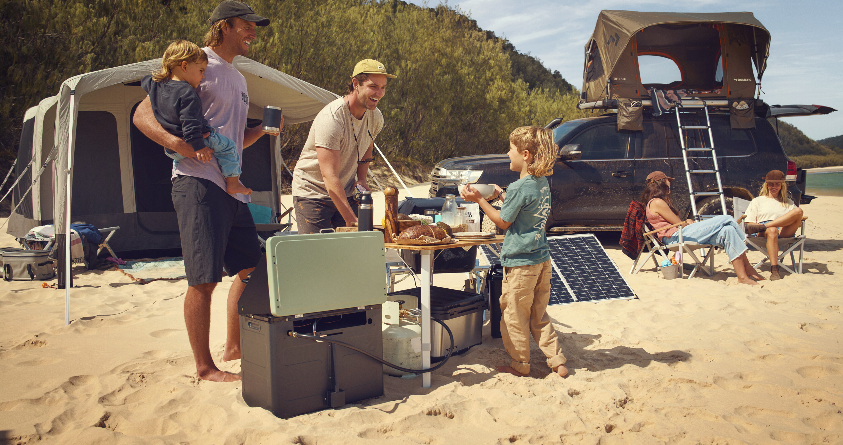 Owen Wright and family on the beach