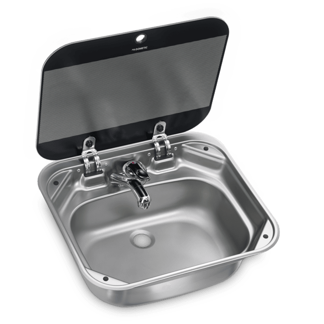Dometic VA8000 Series Square Sink with 1-Hole Faucet & Glass Cover
