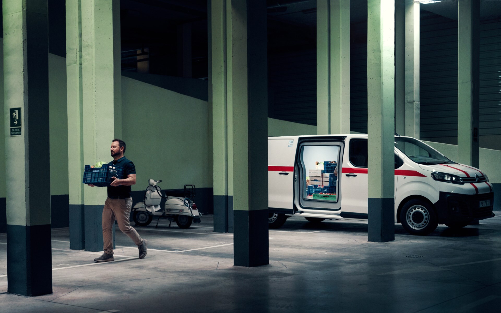 Man carrying a grocery delivery from his van