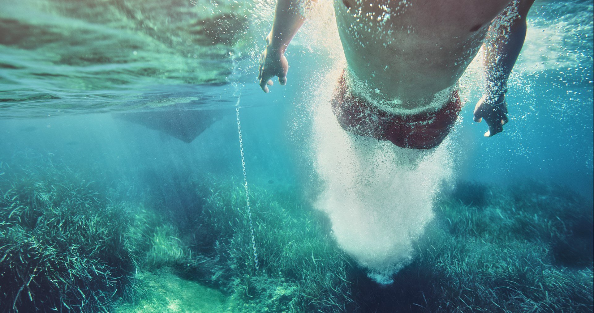 Man swimming underwater